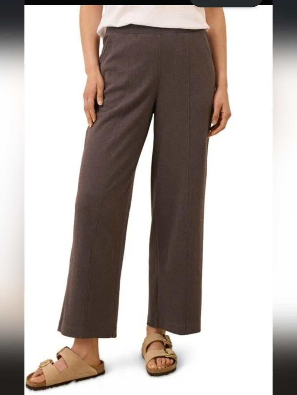 Pact Airplane Pintuck Wide Leg Pants Women's XL Chocolate Brown Organic Cotton